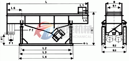 直線(xiàn)振動(dòng)篩外形尺寸示意圖