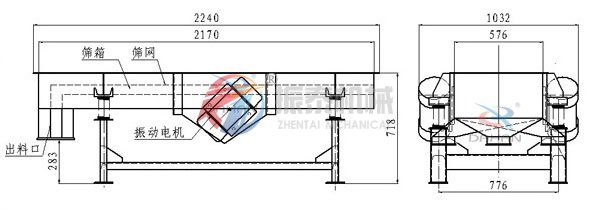 側(cè)振式直線振動(dòng)篩結(jié)構(gòu)圖